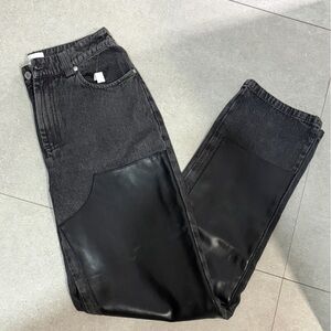Avec Les Filles Black with faux leather detail Jeans size 29